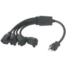 C2G 1-To-4 Power Cord Splitter 6Ft Black 1.83 M Nema 5-15P