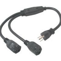 C2G 14In 1-To-2 18 Awg Power Cord Splitter (2 Nema 5-15R -> 1 Nema 5-15P) Black 0.35 M
