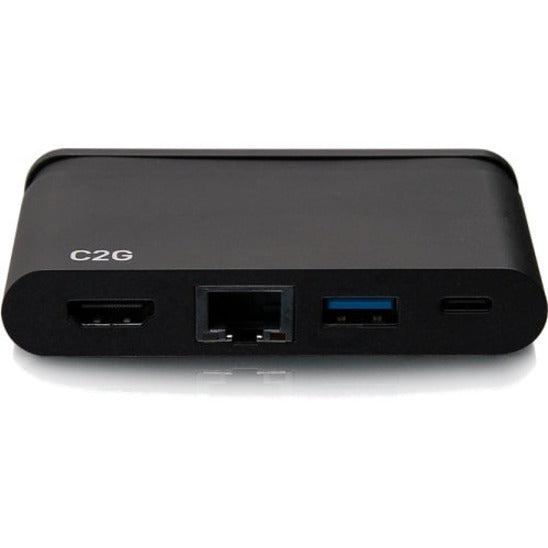 C2G Usb-C 4-In-1 Compact Dock With Hdmi, Usb-A, Ethernet, And Usb-C Power Delivery Up To 100W - 4K 30Hz