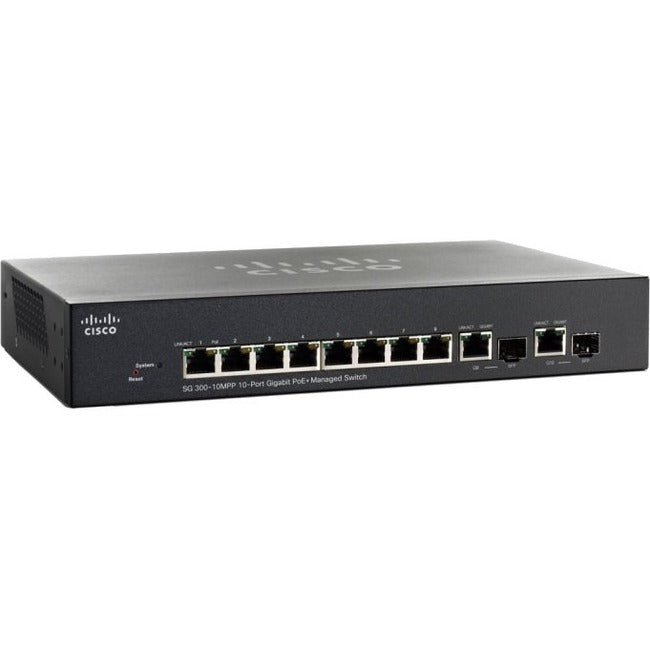 Cisco SG300-10MPP 10-Port Gigabit Max PoE+ Managed Switch SG300-10MPPK9NA-RF