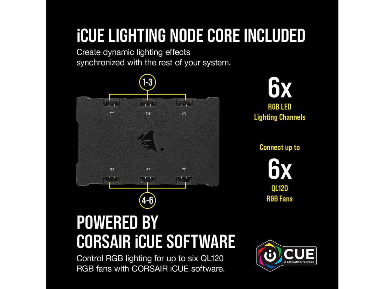 Corsair Ql Series, Icue Ql120 Rgb, 120Mm Rgb Led Fan, Triple Pack With Lighting Node Core, Co-9050098-Ww