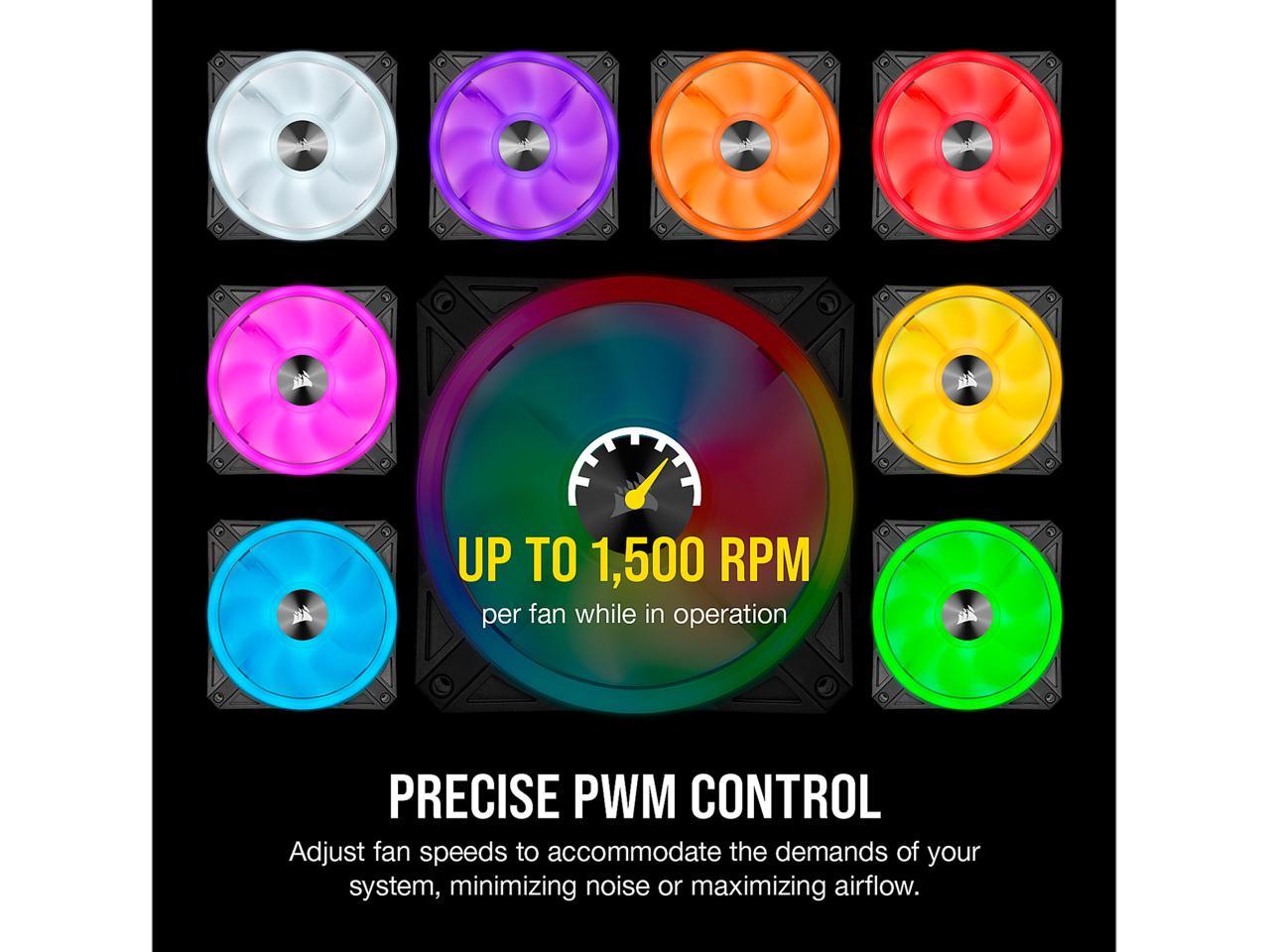 Corsair Ql Series, Icue Ql120 Rgb, 120Mm Rgb Led Fan, Triple Pack With Lighting Node Core, Co-9050098-Ww