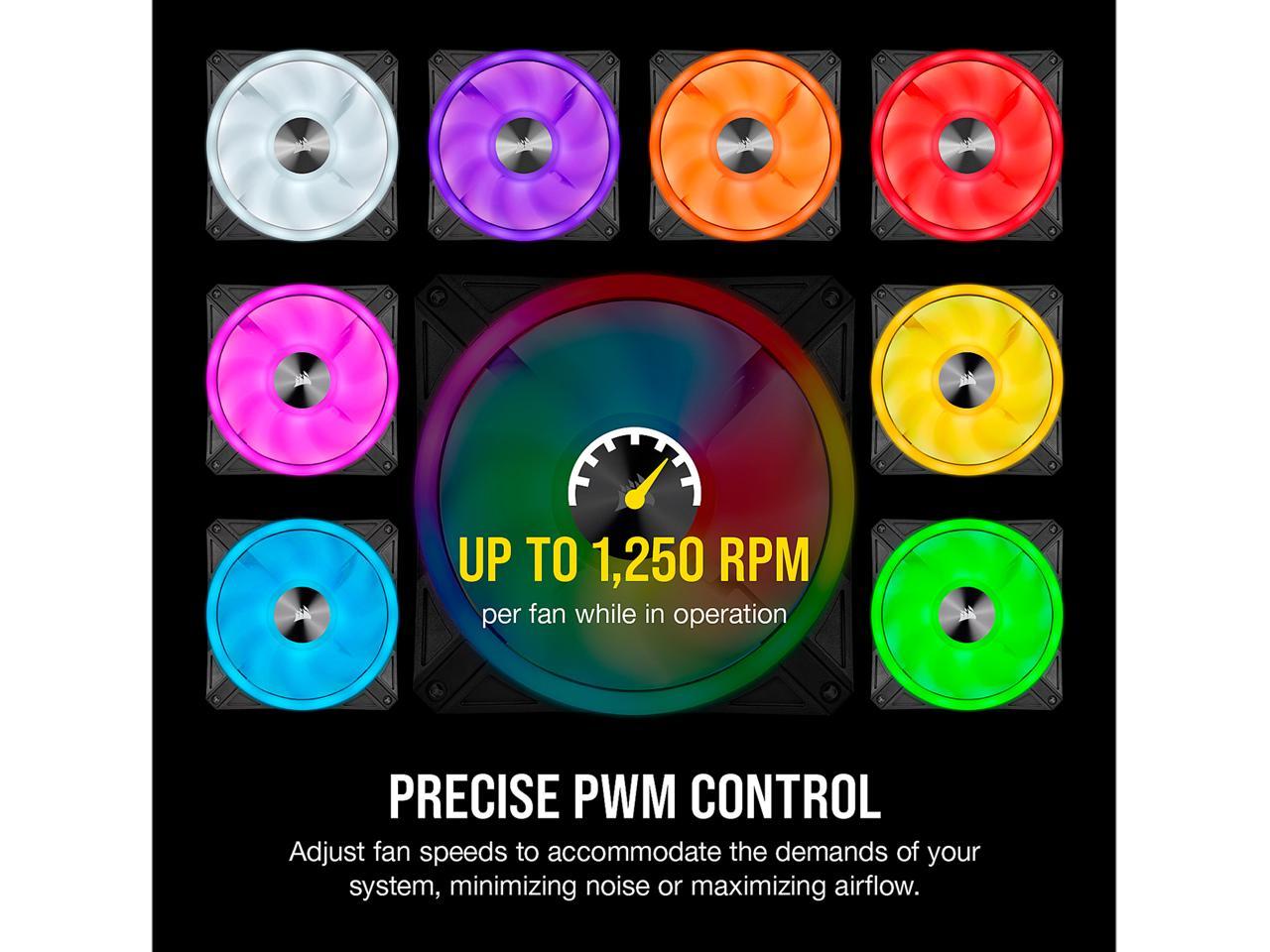 Corsair Ql Series, Icue Ql140 Rgb, 140Mm Rgb Led Fan, Dual Pack With Lighting Node Core, Co-9050100-Ww