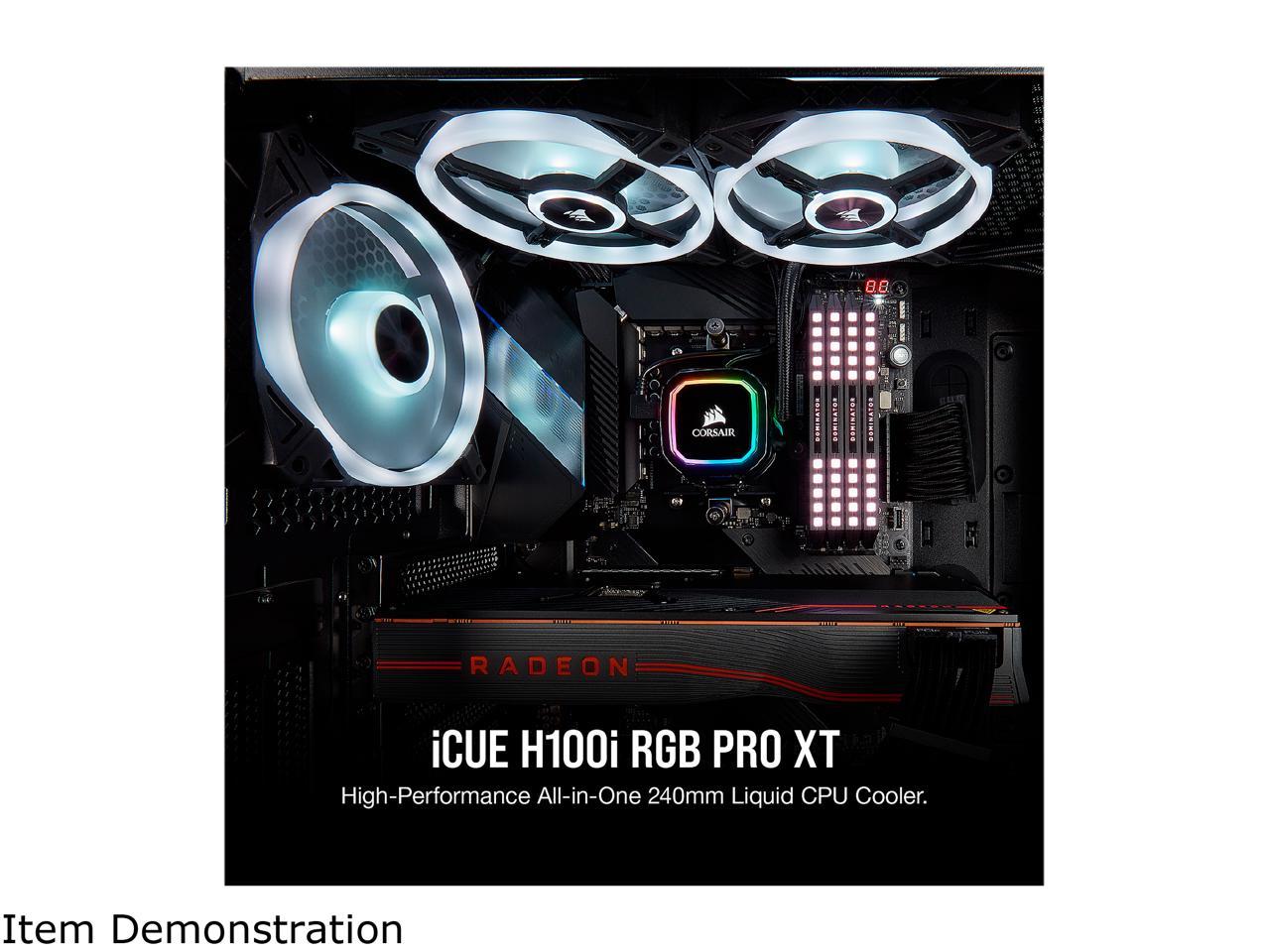 Corsair Icue H100I Rgb Pro Xt, 240Mm Radiator, Dual 120Mm Pwm Fans, Software Control, Liquid Cpu Cooler, Cw-9060043-Ww
