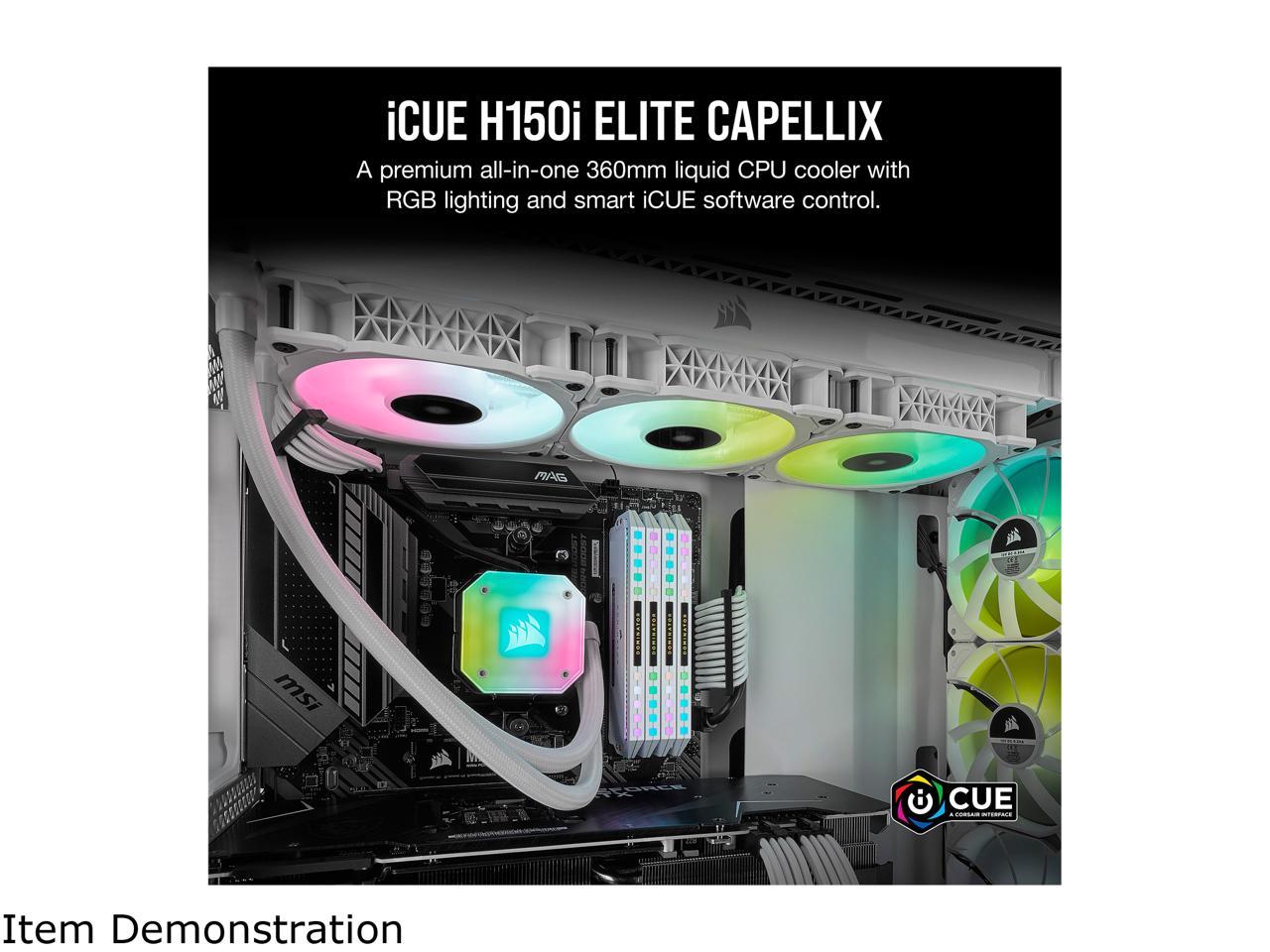 Corsair Icue H150I Elite Capellix White, 360Mm Radiator, Liquid Cpu Cooler, White, Cw-9060051-Ww