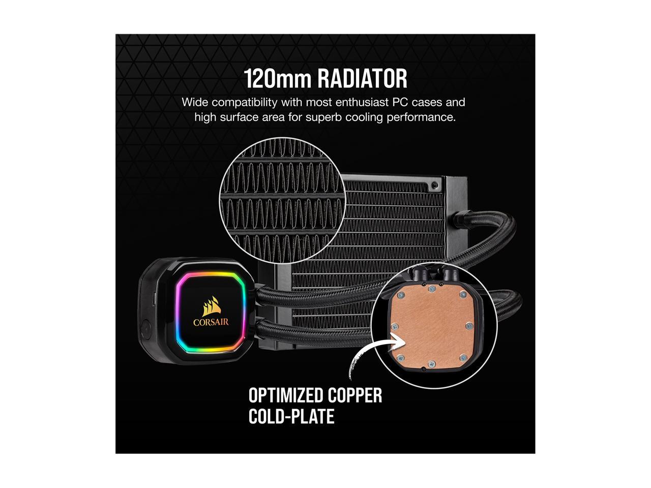 Corsair Icue H60I Rgb Pro Xt, 120Mm Radiator, Single 120Mm Pwm Fan, Software Control, Liquid Cpu Cooler, Cw-9060049-Ww
