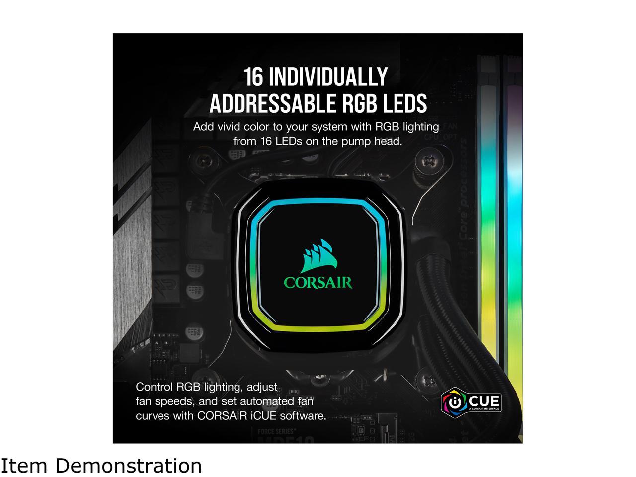 Corsair Icue H60I Rgb Pro Xt, 120Mm Radiator, Single 120Mm Pwm Fan, Software Control, Liquid Cpu Cooler, Cw-9060049-Ww