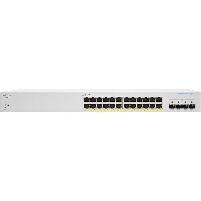 Cisco Business 220 Series Cbs220-24Fp-4G - Switch - Smart - 24 X 10/100/1000 (Poe+) + 4 X Gigabit Sfp (Uplink) - Rack-Mountable - Poe+ (382 W)