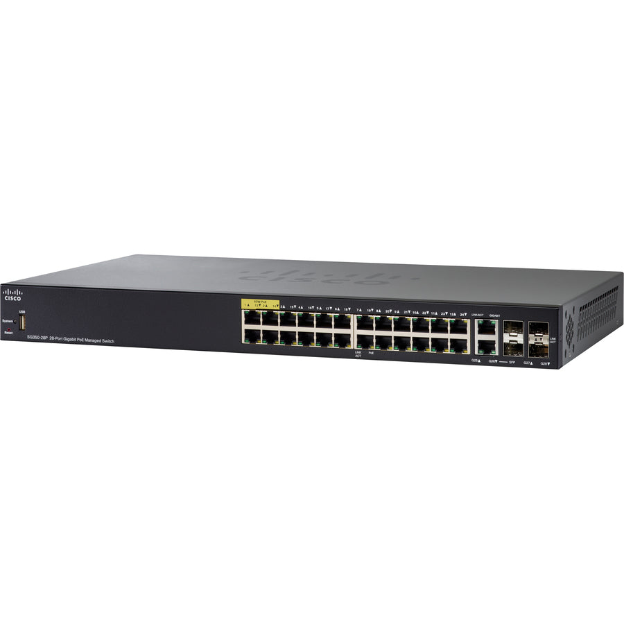 Cisco SG350-28P 28-Port Gigabit PoE Managed Switch SG350-28P-K9-NA-RF