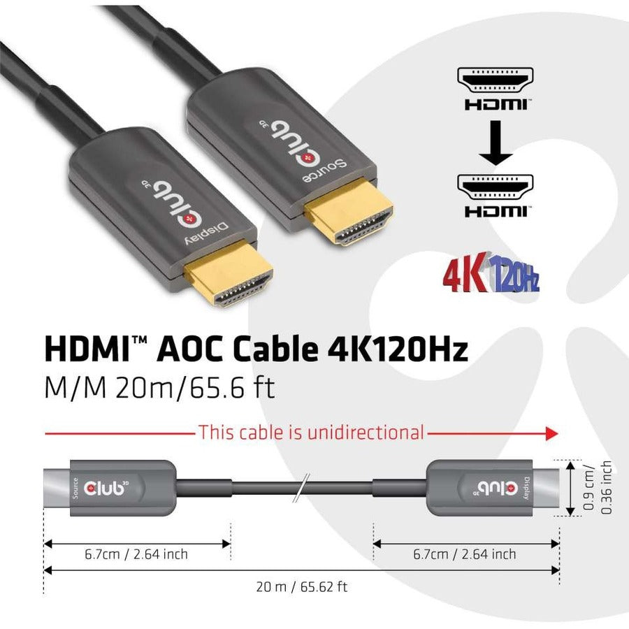 Club 3D HDMI AOC Cable 4K120Hz M/M 20m/65.6 ft CAC-1379