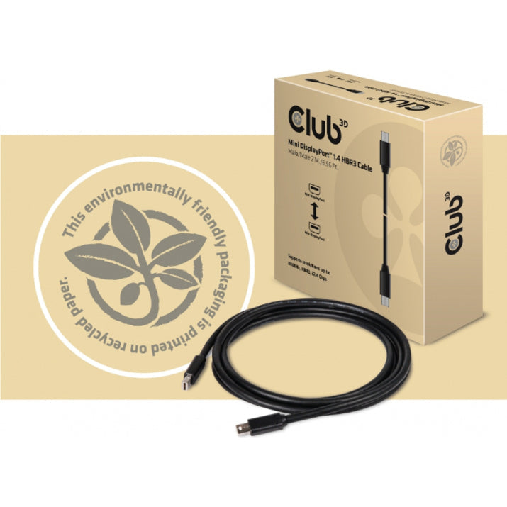 Club 3D MiniDisplayPort 1.4 HBR3 Cable M/M 2m/6.56 Ft. CAC-1164