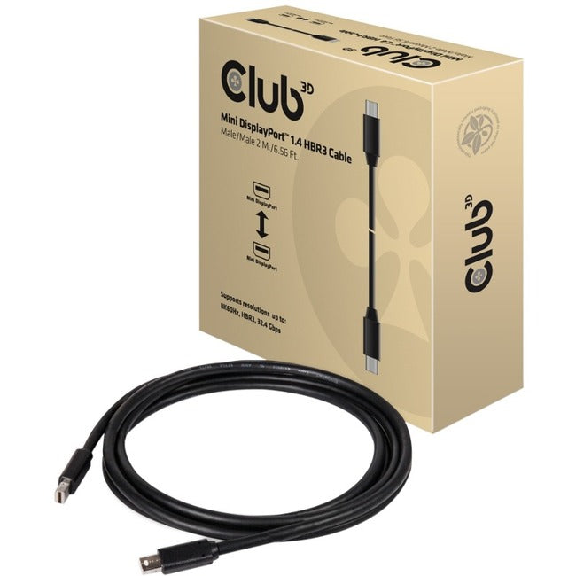 Club 3D MiniDisplayPort 1.4 HBR3 Cable M/M 2m/6.56 Ft. CAC-1164