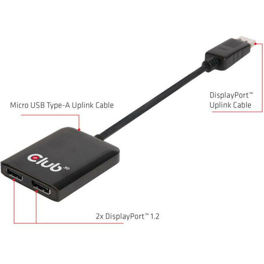Club 3D Multi Stream Transport (MST) Hub DisplayPort 1.2 Dual Monitor USB Powered CSV-6200