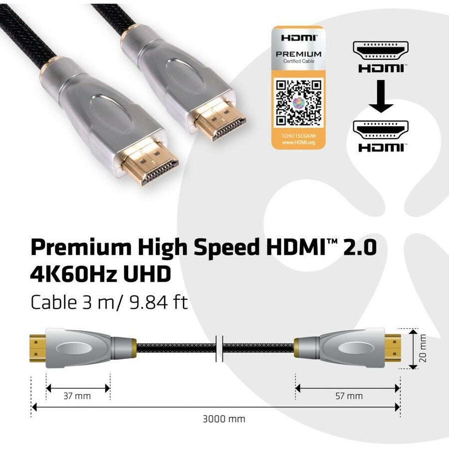Club 3D Premium High Speed HDMI 2.0 4K60Hz UHD Cable 3 meter CAC-1310