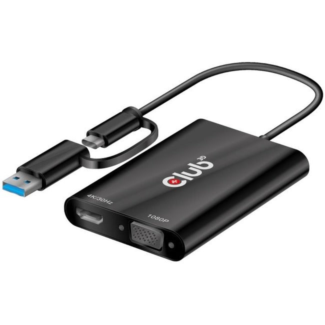 Club 3D Usb Gen1 Type-C/-A To Dual Hdmi (4K/30Hz) / Vga (1080/60Hz)