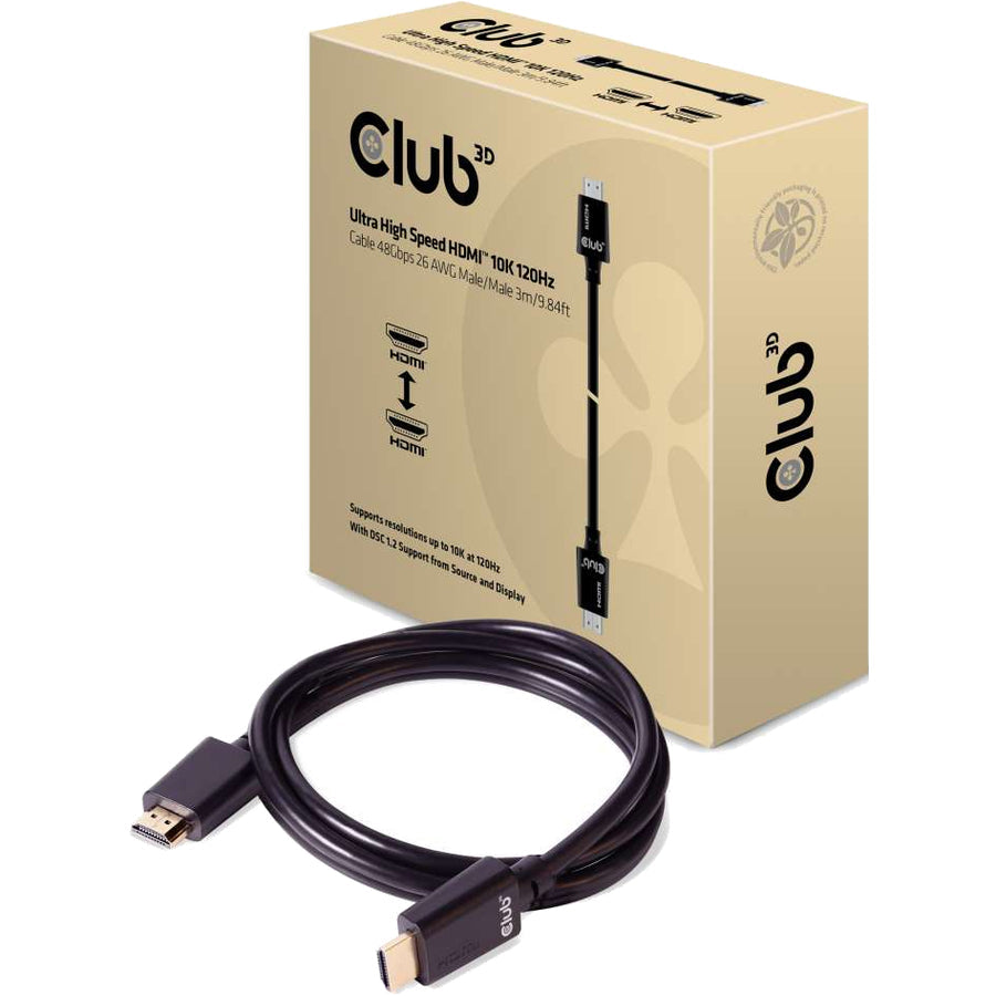 Club 3D Ultra High Speed HDMI Cable 10K 120Hz 48Gbps M/M 3m/9.84ft CAC-1373