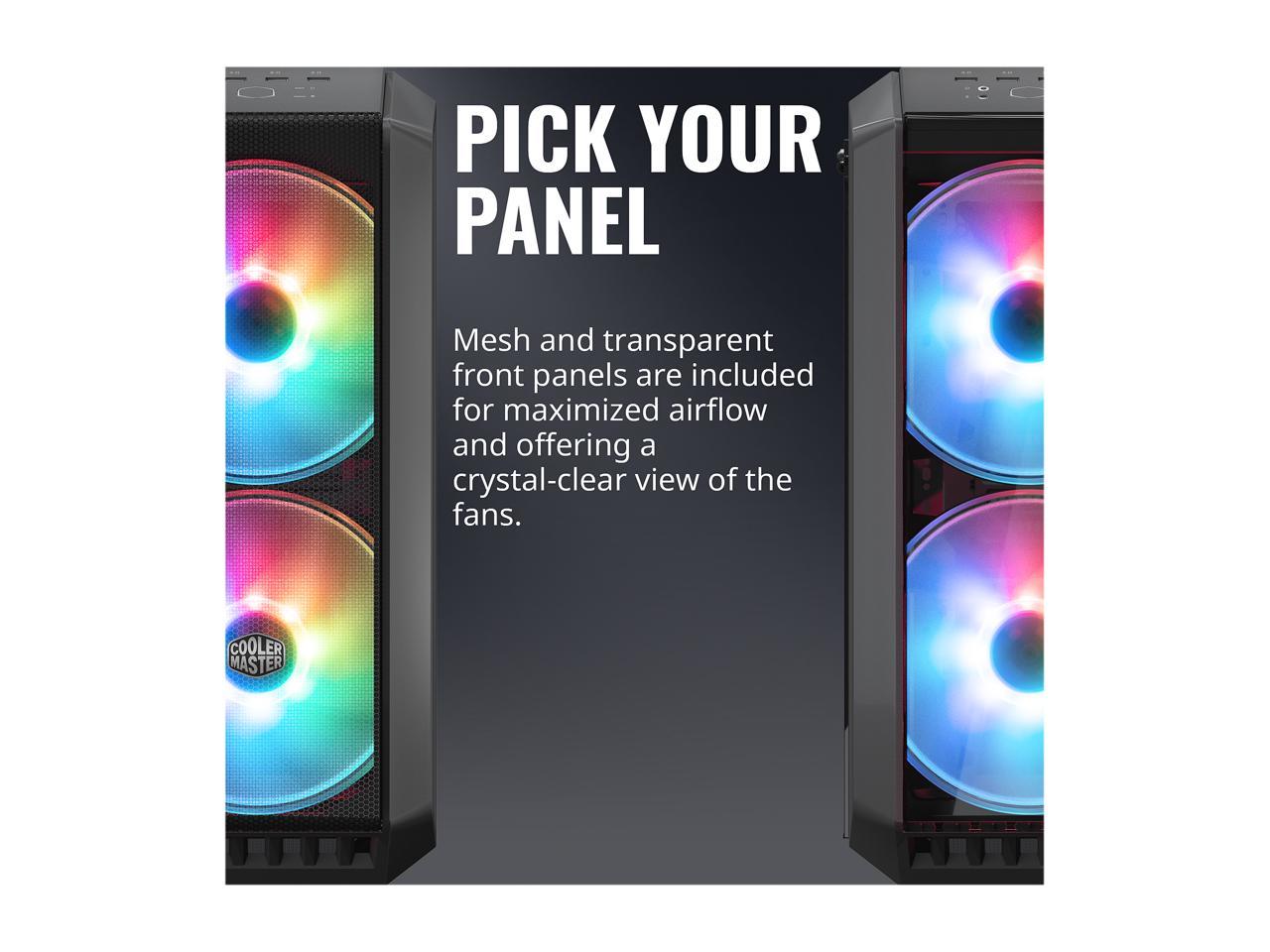 Cooler Master Mastercase H500 Argb Airflow Atx Mid-Tower With Mesh & Transparent Front Panel Option
