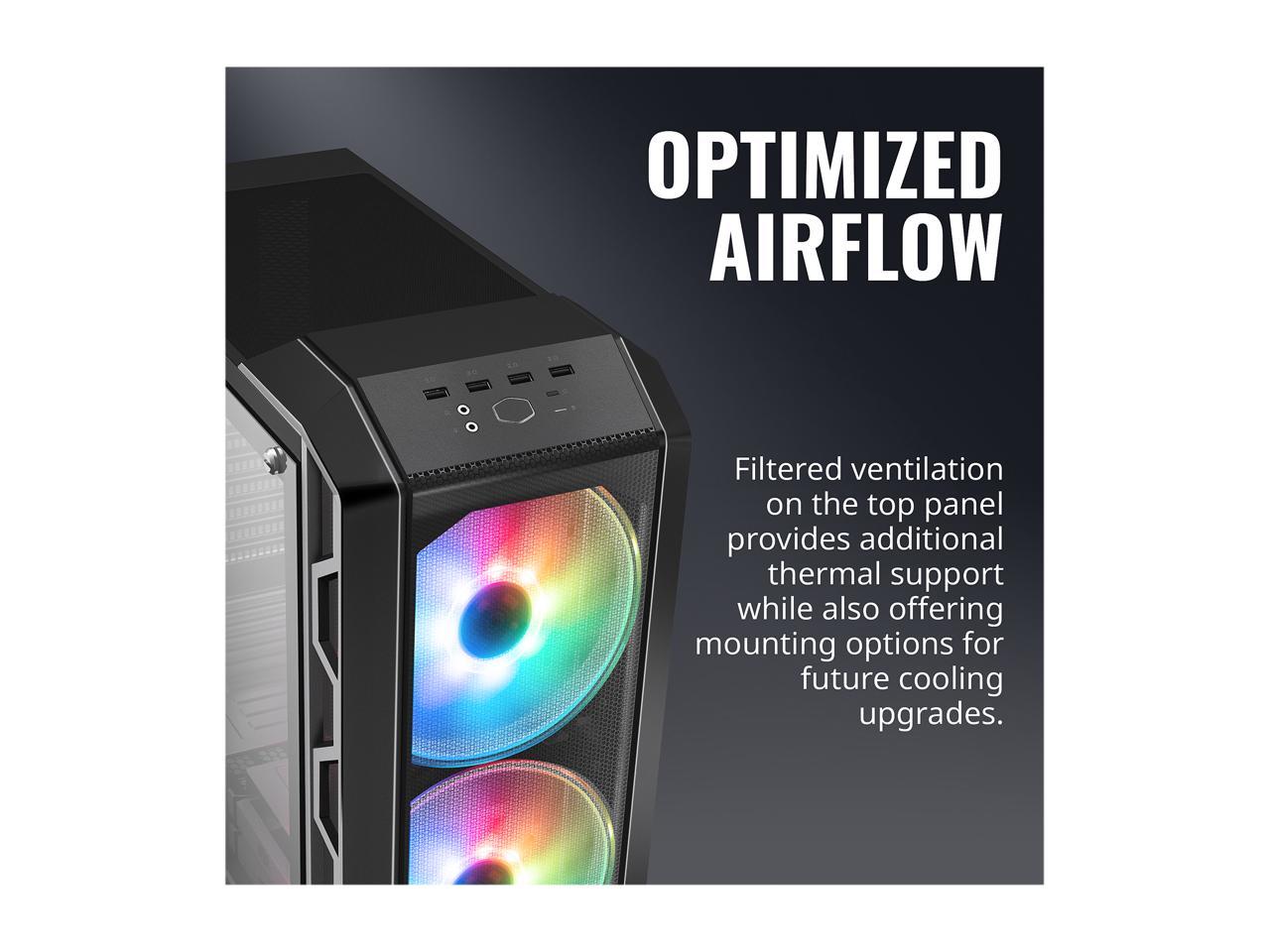 Cooler Master Mastercase H500 Argb Airflow Atx Mid-Tower With Mesh & Transparent Front Panel Option