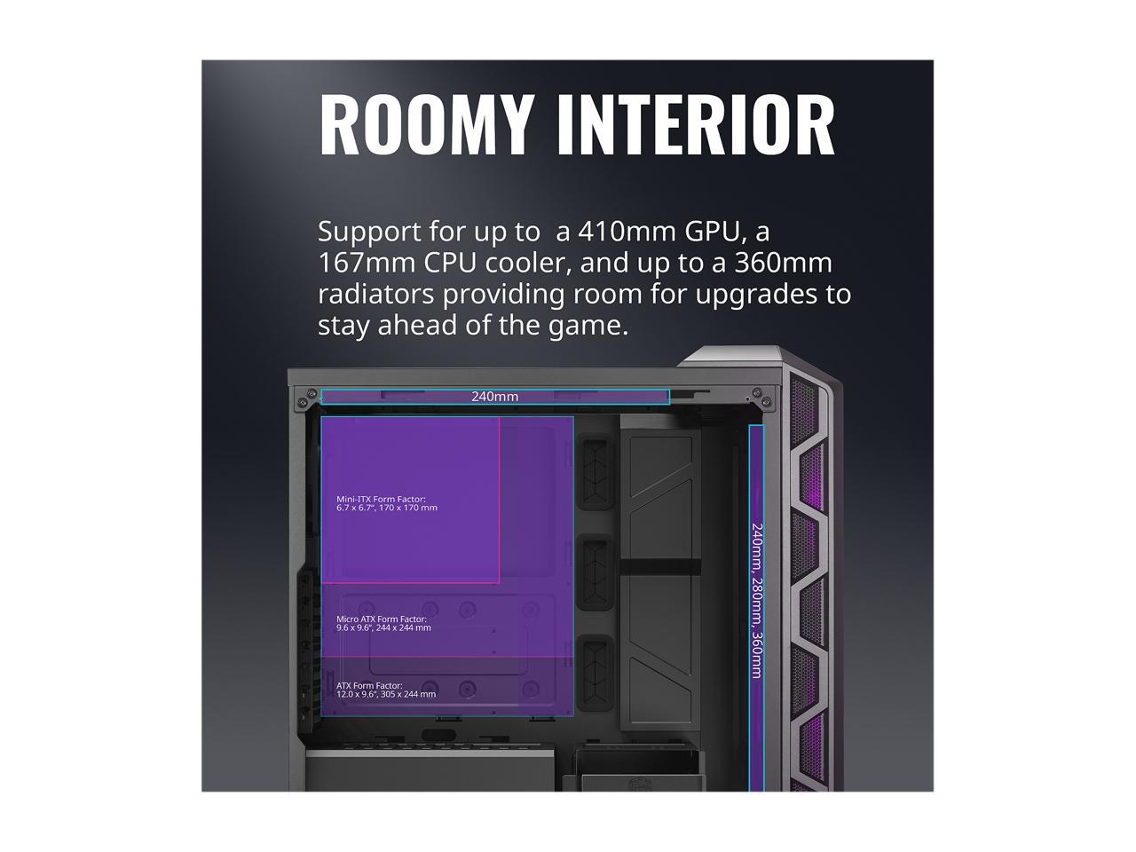 Cooler Master Mastercase H500 Argb Airflow Atx Mid-Tower With Mesh & Transparent Front Panel Option