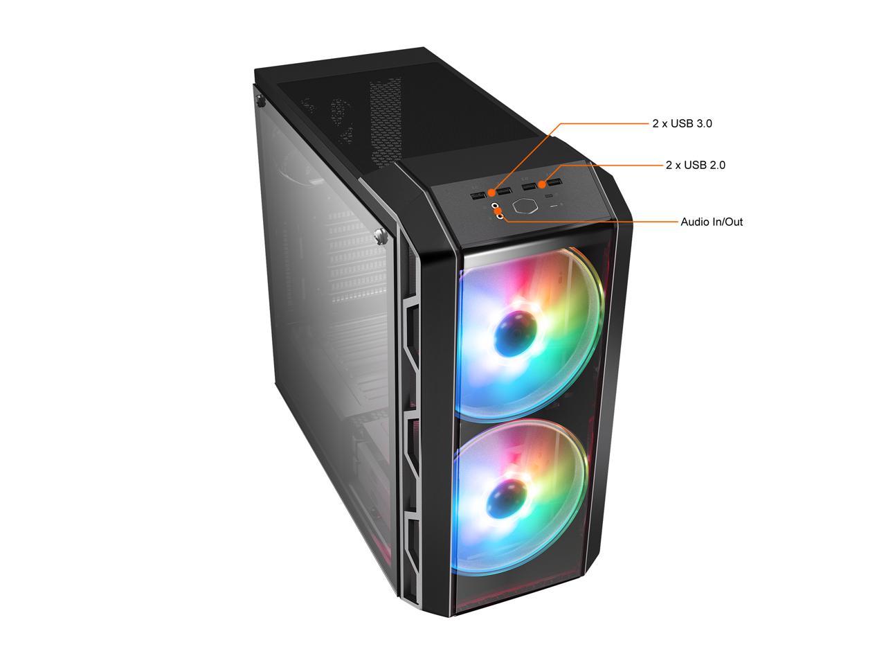 Cooler Master Mastercase H500 Argb Airflow Atx Mid-Tower With Mesh & Transparent Front Panel Option