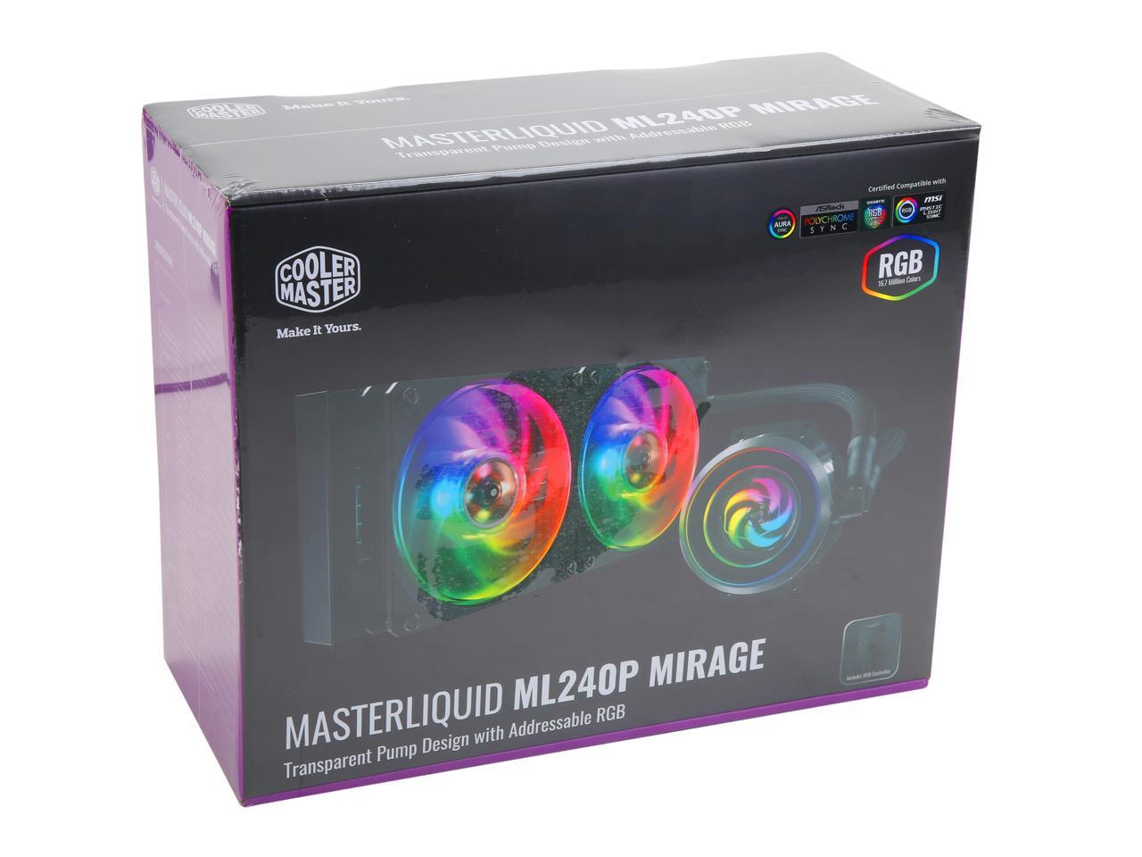 Cooler Master Masterliquid Ml240P Mirage Argb Close-Loop Aio Cpu Liquid Cooler, 240 Radiator,