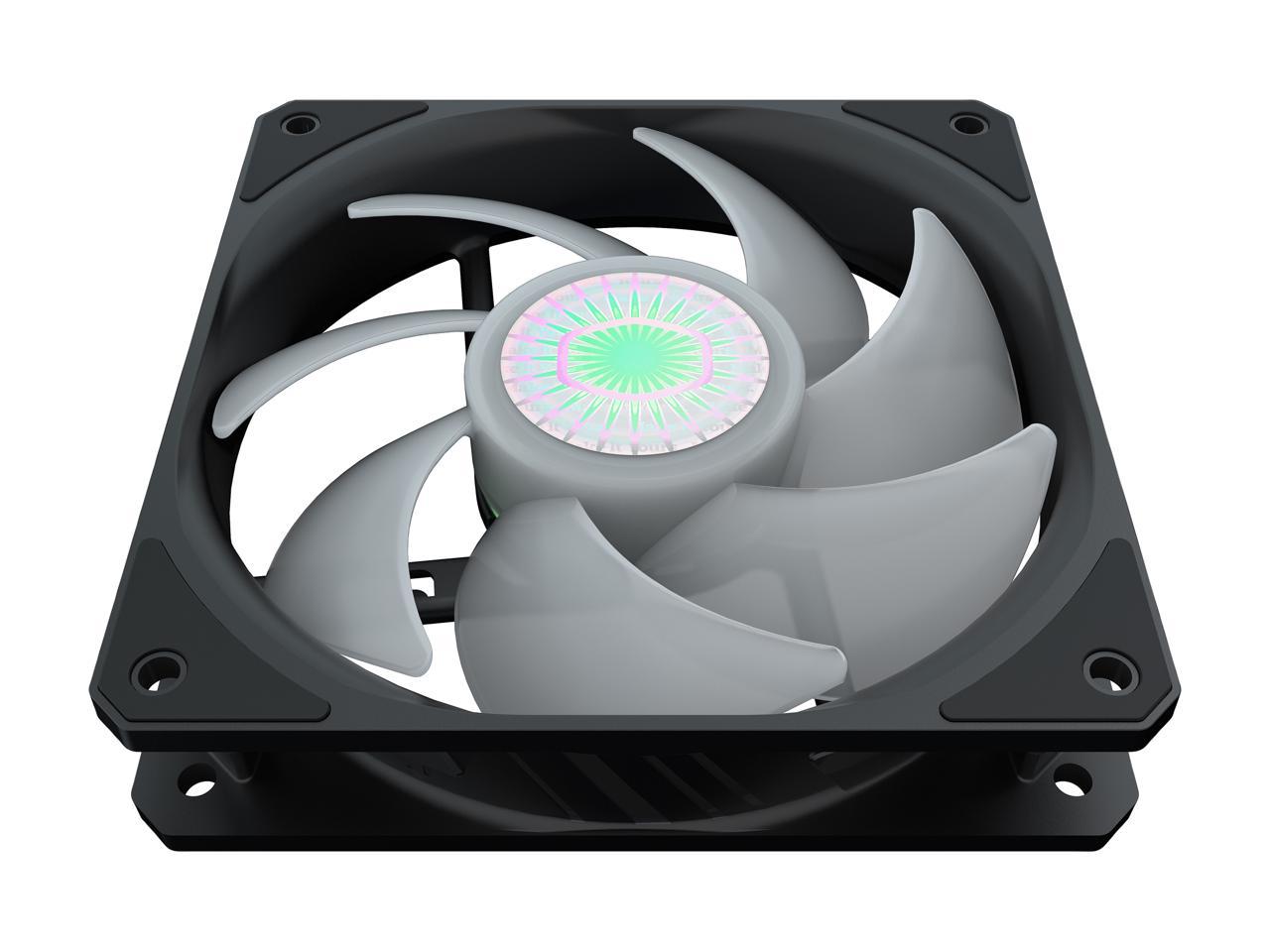 Cooler Master Sickleflow 120 V2 Red Led Square Frame Fan With Air Balance Curve Blade Design, Sealed