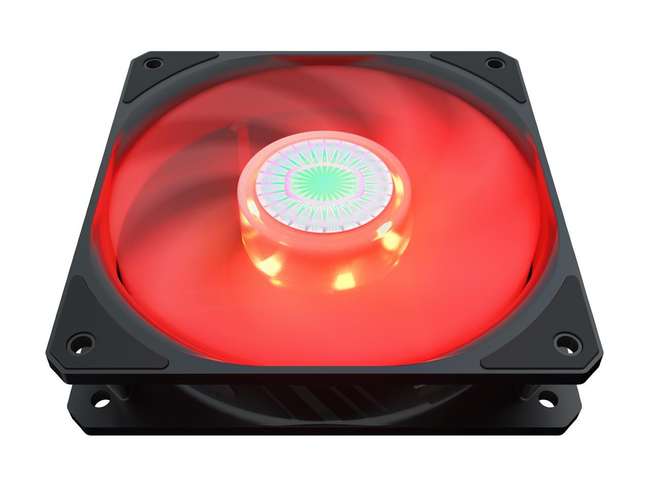 Cooler Master Sickleflow 120 V2 Red Led Square Frame Fan With Air Balance Curve Blade Design, Sealed