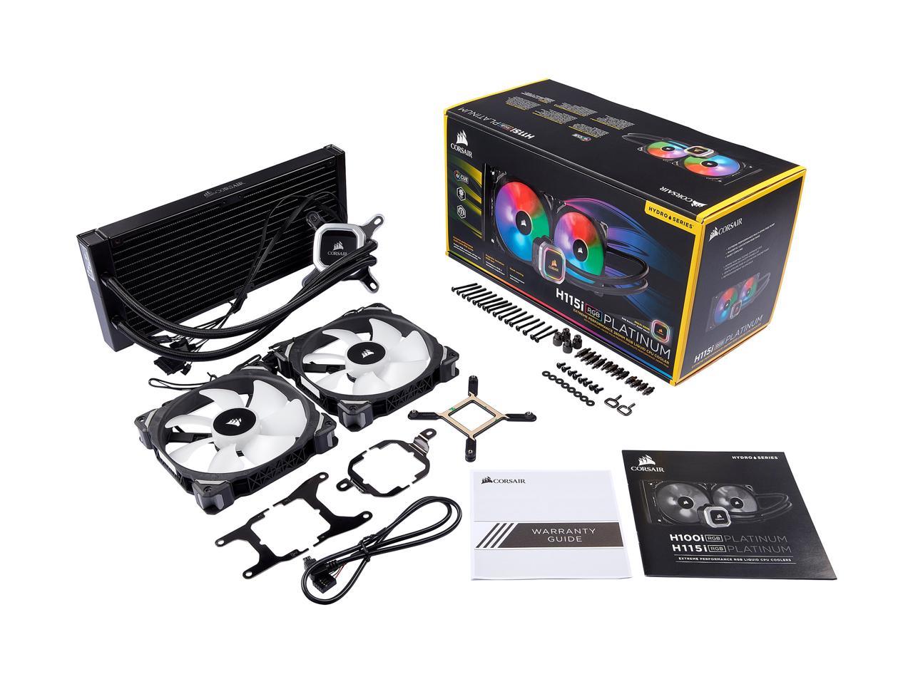 Corsair Hydro Series, H115I Rgb Platinum, 280Mm, 2 X Ml Pro 140Mm Rgb Pwm Fans, Rgb Lighting & Fan Cw-9060038-Ww
