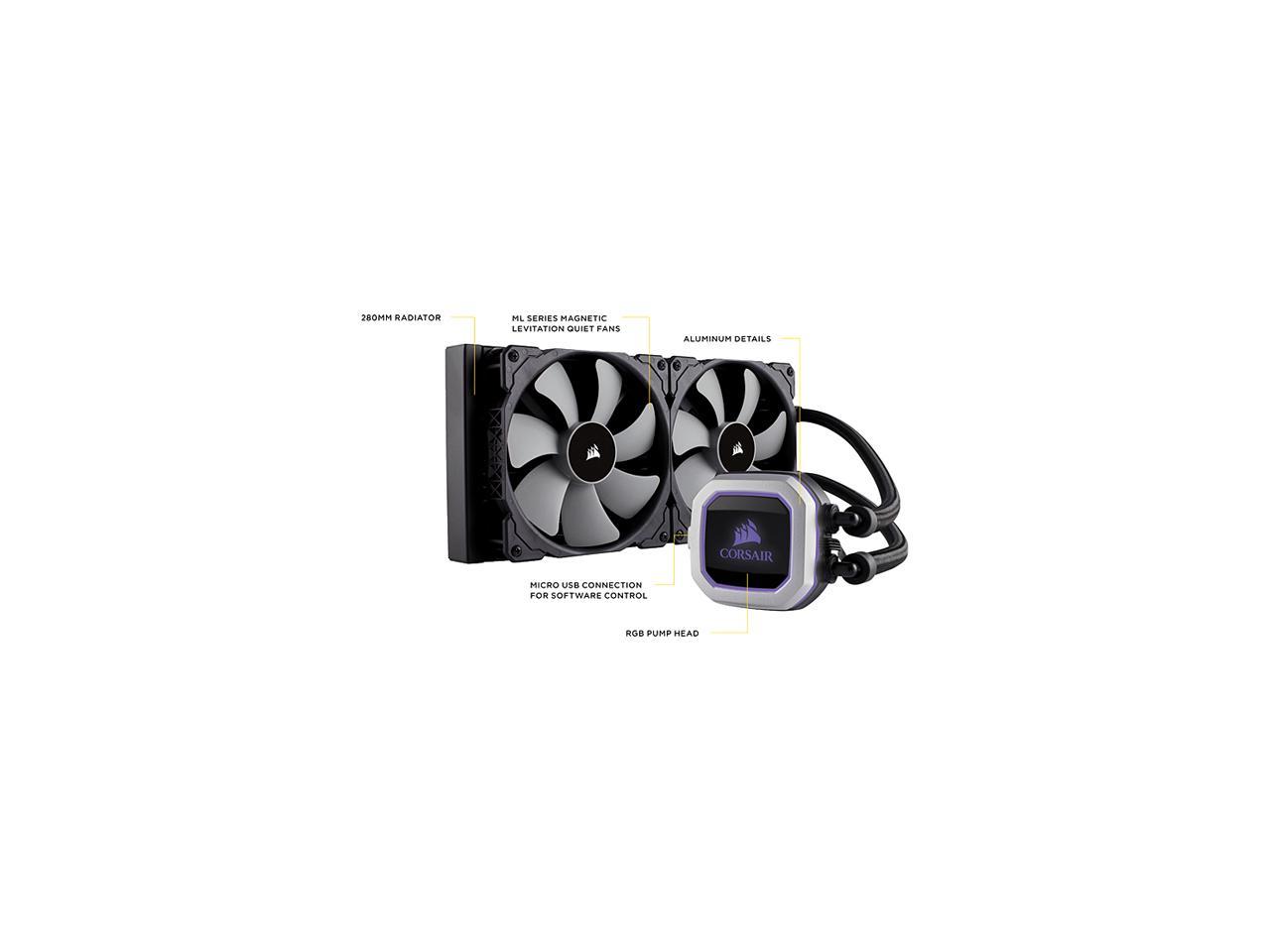 Corsair Hydro Series, H115I Pro Rgb, Cw-9060032-Ww, 280Mm, Dual 140Mm Ml Pwm Fans, Advanced Rgb