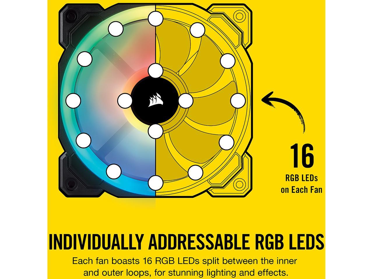 Corsair Ll Series Co-9050071-Ww Ll120 Rgb, 120Mm Dual Light Loop Rgb Led Pwm Fan, Single Pack