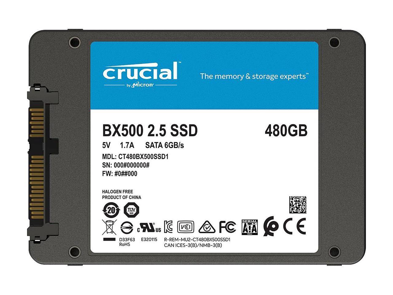 Crucial BX500 480 GB Solid State Drive - 2.5 Internal - SATA (SATA/600)" CT480BX500SSD1
