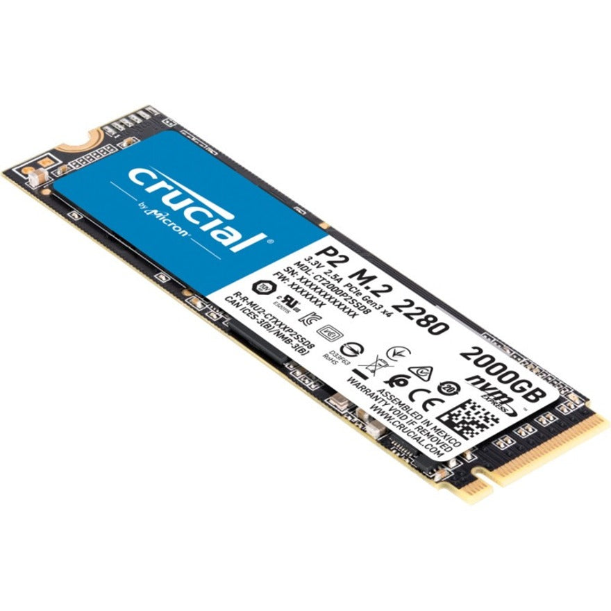 Crucial P2 CT2000P2SSD8 2 TB Solid State Drive - M.2 2280 Internal - PCI Express NVMe (PCI Express NVMe 3.0 x4) CT2000P2SSD8T