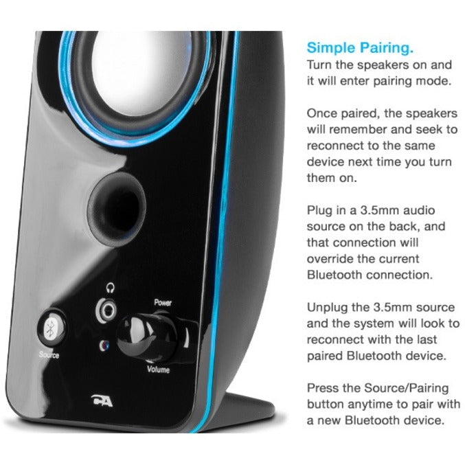 Cyber Acoustics CurveLight CA-SP29BT 2.0 Bluetooth Speaker System