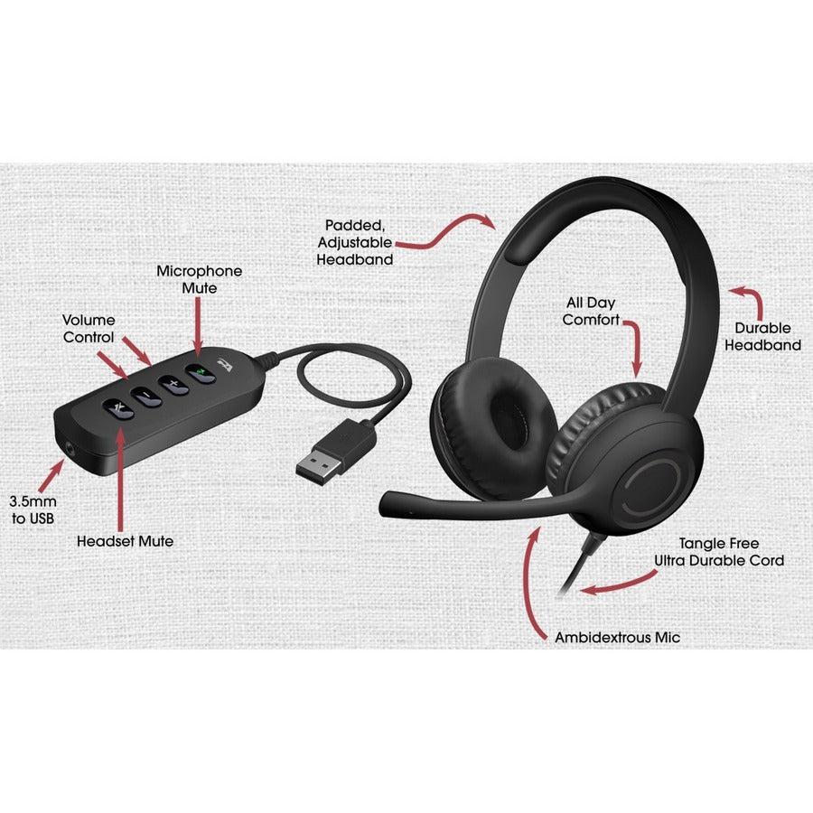 Cyber Acoustics Stereo Headset with USB & 3.5mm AC-5812