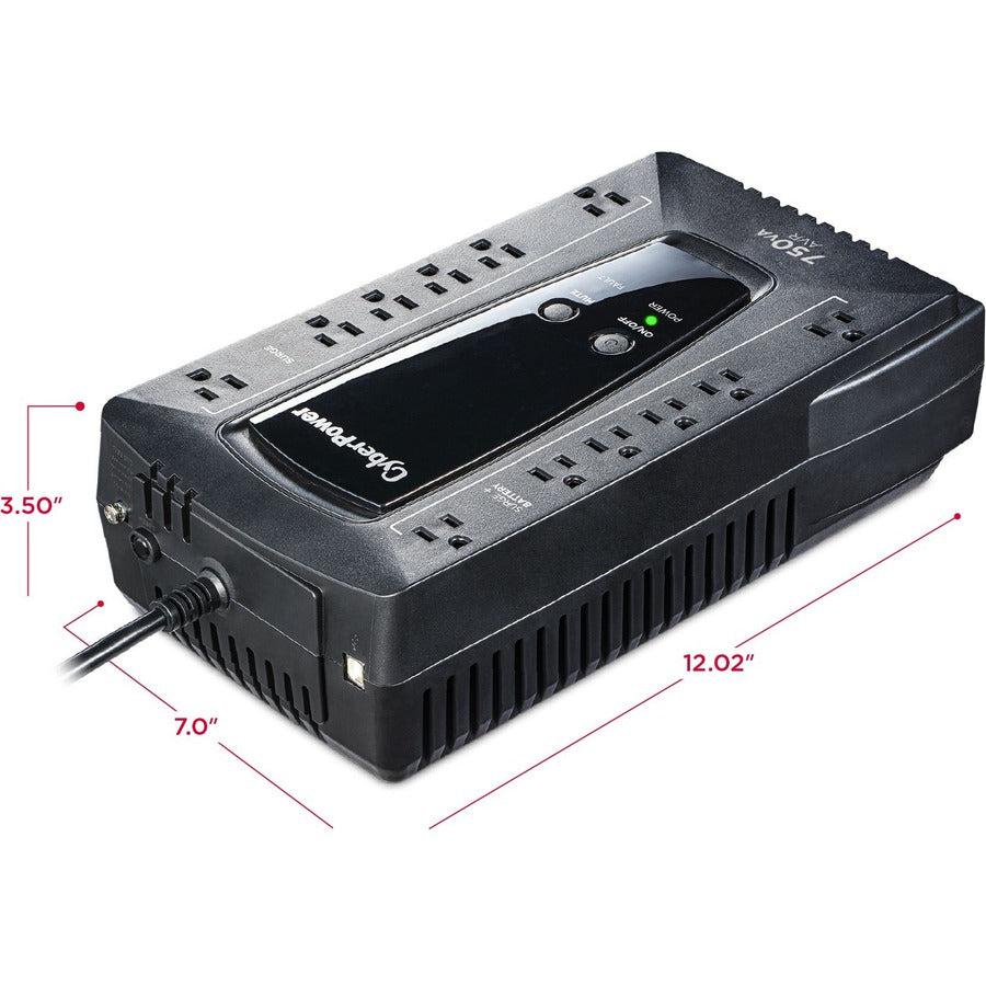 Cyberpower Avrg750U Uninterruptible Power Supply (Ups) 0.75 Kva 450 W 12 Ac Outlet(S)