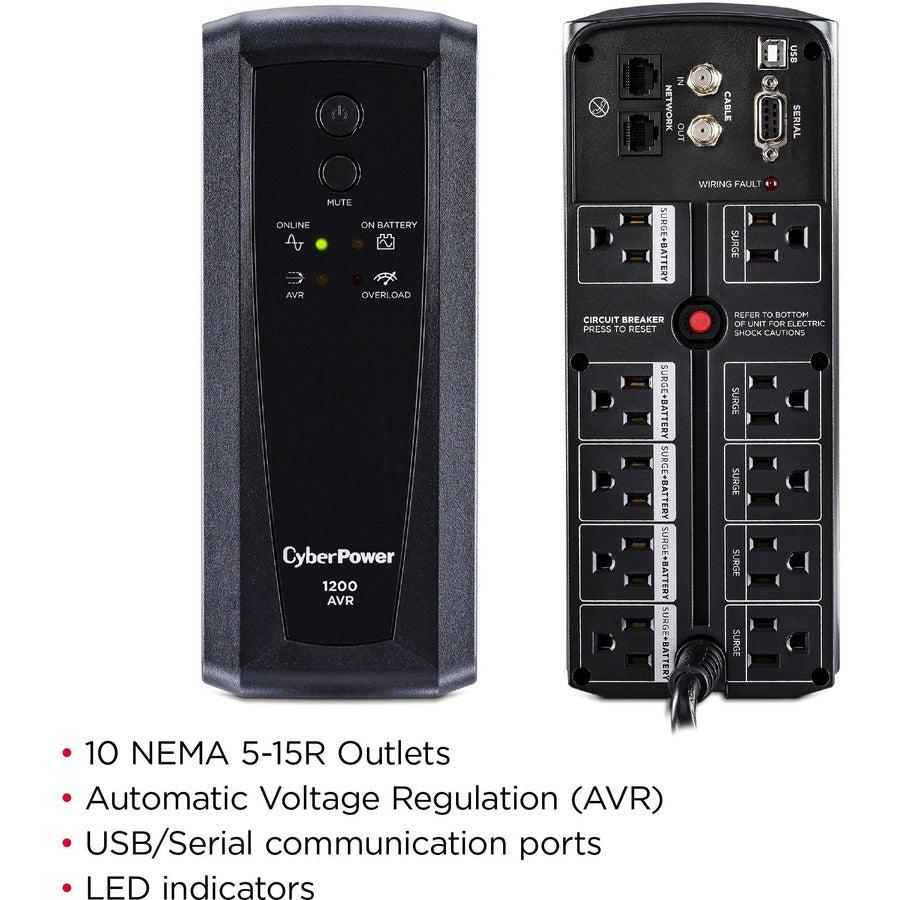 Cyberpower Cp1200Avr Uninterruptible Power Supply (Ups) Line-Interactive 1.2 Kva 720 W