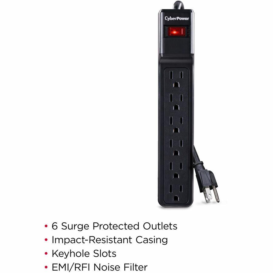 Cyberpower Csb604 Surge Protector Black 6 Ac Outlet(S) 125 V 1.219 M