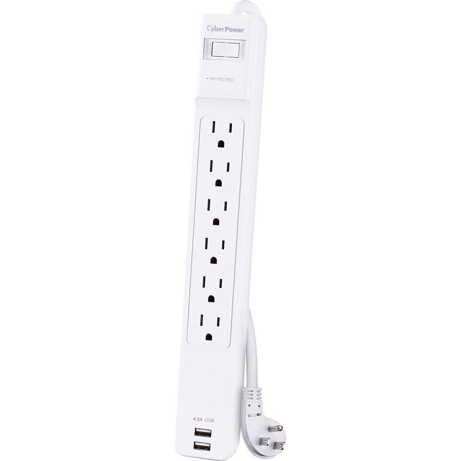 Cyberpower Csp606U42A Surge Protector White 6 Ac Outlet(S) 125 V 1.8 M