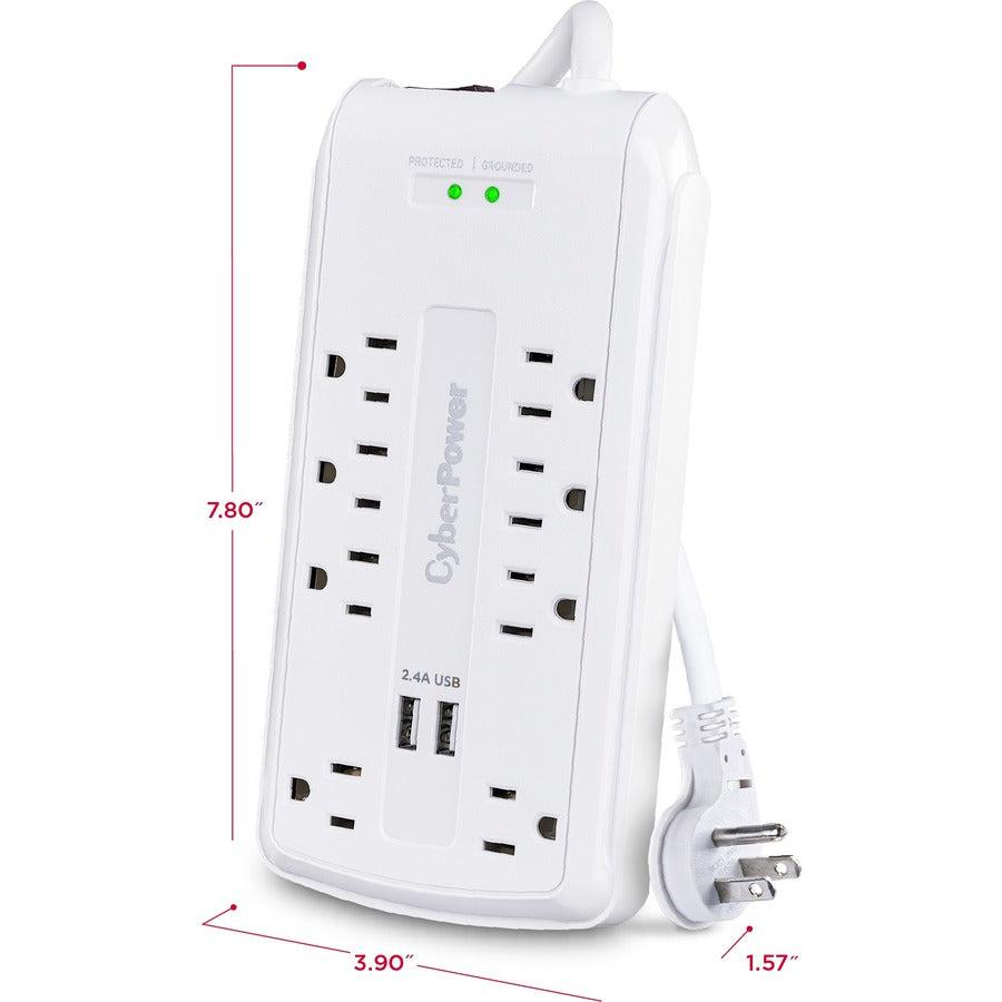 Cyberpower Csp806U Surge Protector White 8 Ac Outlet(S) 125 V 1.8 M