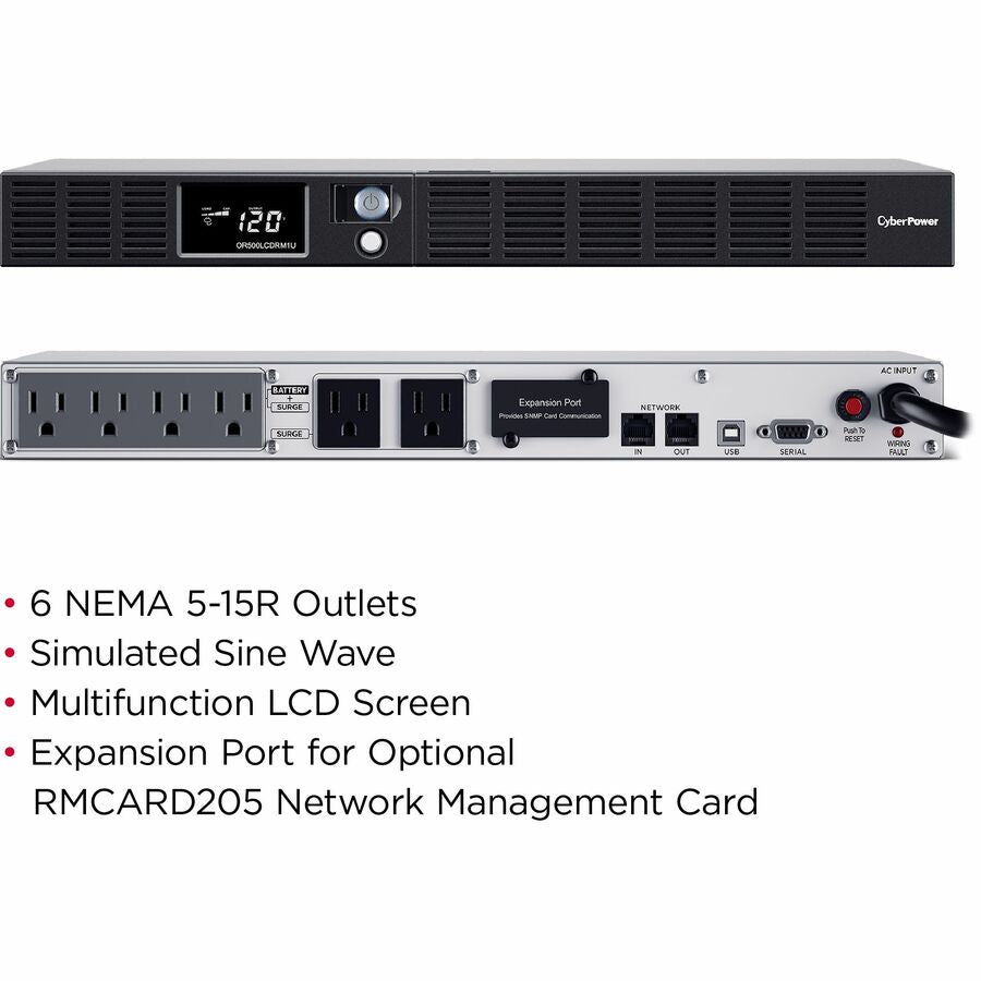 Cyberpower Or500Lcdrm1U Uninterruptible Power Supply (Ups) 0.5 Kva 300 W