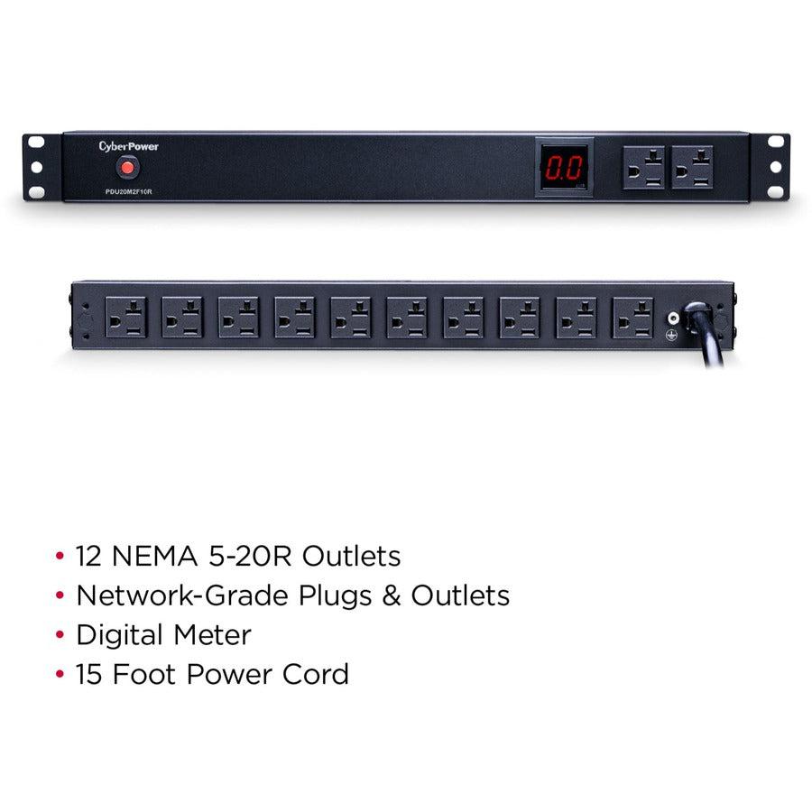 Cyberpower Pdu20M2F10R Power Distribution Unit (Pdu) 12 Ac Outlet(S) 1U Black
