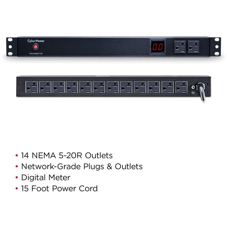 Cyberpower Pdu20M2F12R Power Distribution Unit (Pdu) 14 Ac Outlet(S) 1U Black