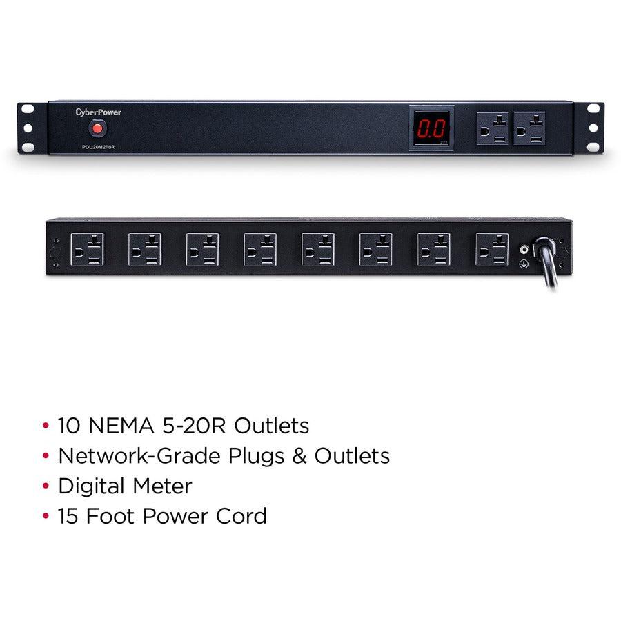 Cyberpower Pdu20M2F8R Power Distribution Unit (Pdu) 10 Ac Outlet(S) 1U Black