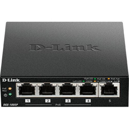 D-Link DGS-1005P 5-Port Desktop Gigabit PoE+ Switch - Plug & Play | D-Link