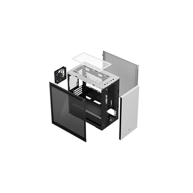 Deepcool Macube 110 Wh Micro Atx Case With Full-Size Magnetic Tempered Glass Removable Hdd Cage And Built-In Graphics Card Holder - White