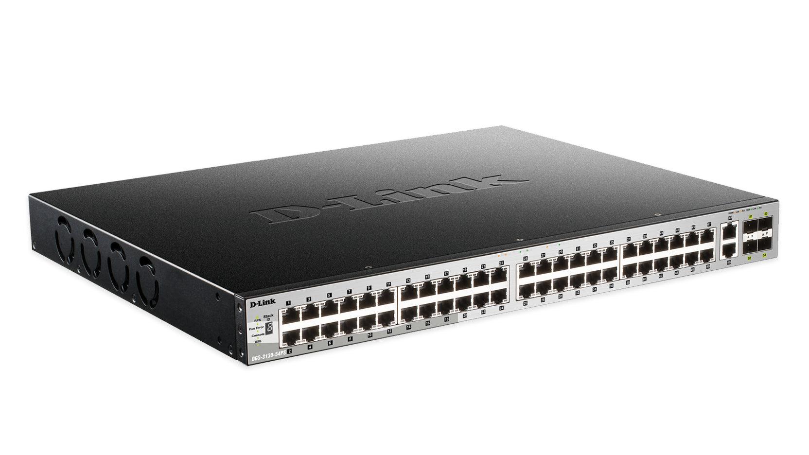 DGS-3130-54PS 54-Port Lite Layer 3 Stackable Managed Gigabit PoE+ Switch