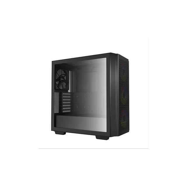 Deepcool Cg560 Mid-Tower Atx Case, Mesh Front Panel For High Airflow, Three Pre-Installed 120Mm Argb Fans, 140Mm Rear Black Fan, Tempered Glass, Black