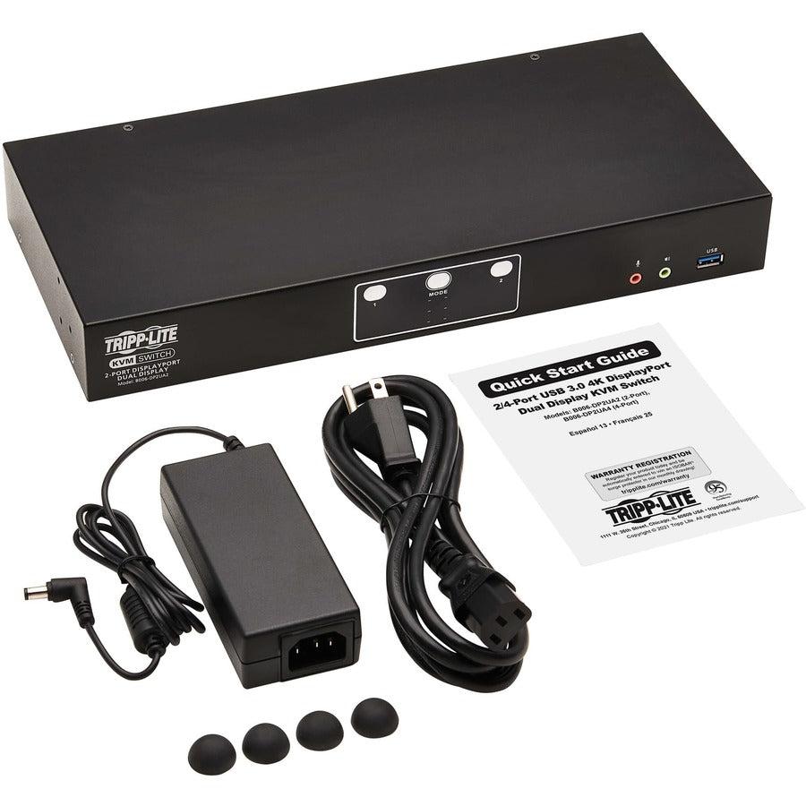 DisplayPort Dual Display KVM Switch 4K - 2-Port USB 3.2 Gen 1 | Tecisoft B006-DP2UA2