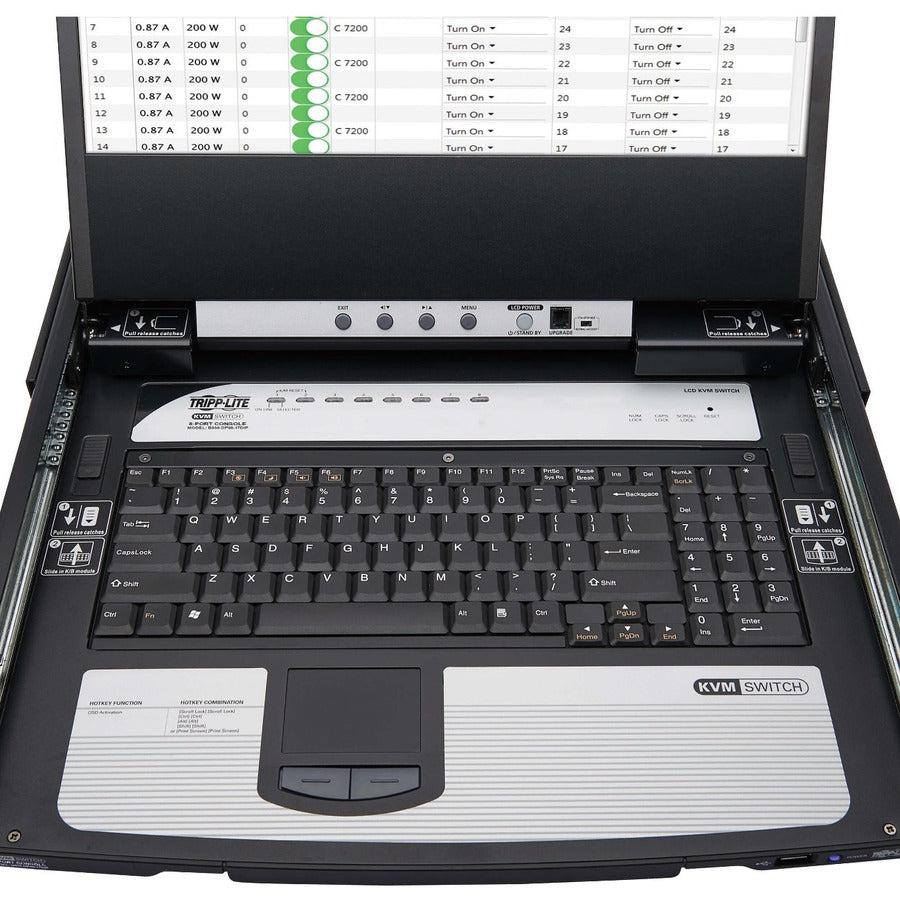 DisplayPort KVM Console 8-Port with 17 inch LCD - IP Remote Access | Tripp Lite B030-DP08-17DIP