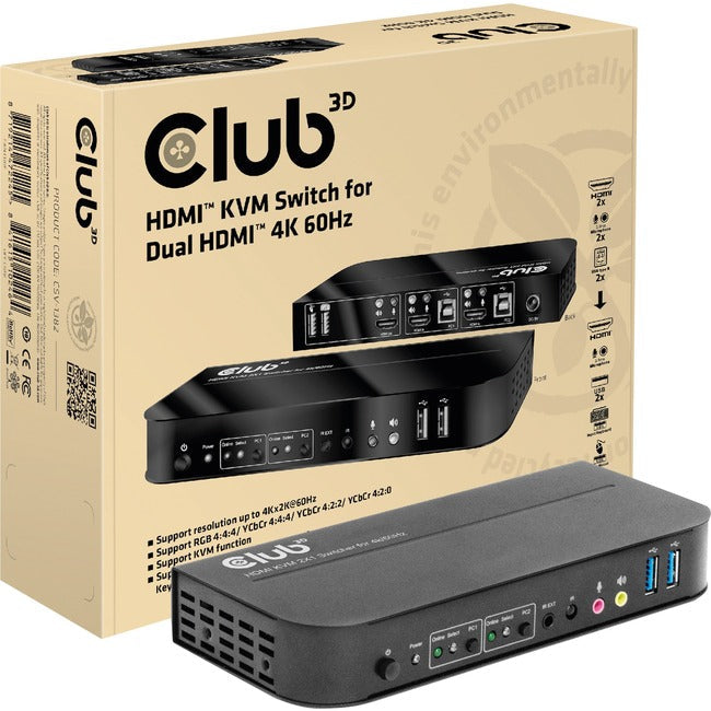 Dual HDMI 4K KVM Switch - 60Hz Multi-Monitor Control | TecSoft CSV-1382
